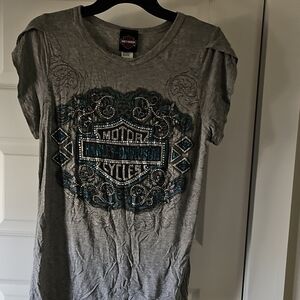 Harley-Davidson Gray Tee with Blue Graphic